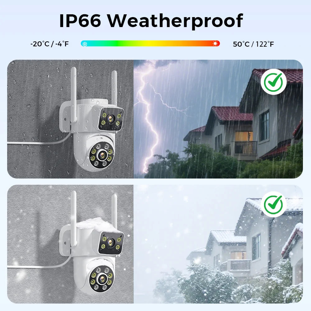 4K 8MP HD Wifi PTZ Camera Outdoor 4MP Dual Lens Dual Screen AI Auto Tracking Clear View Surveillance