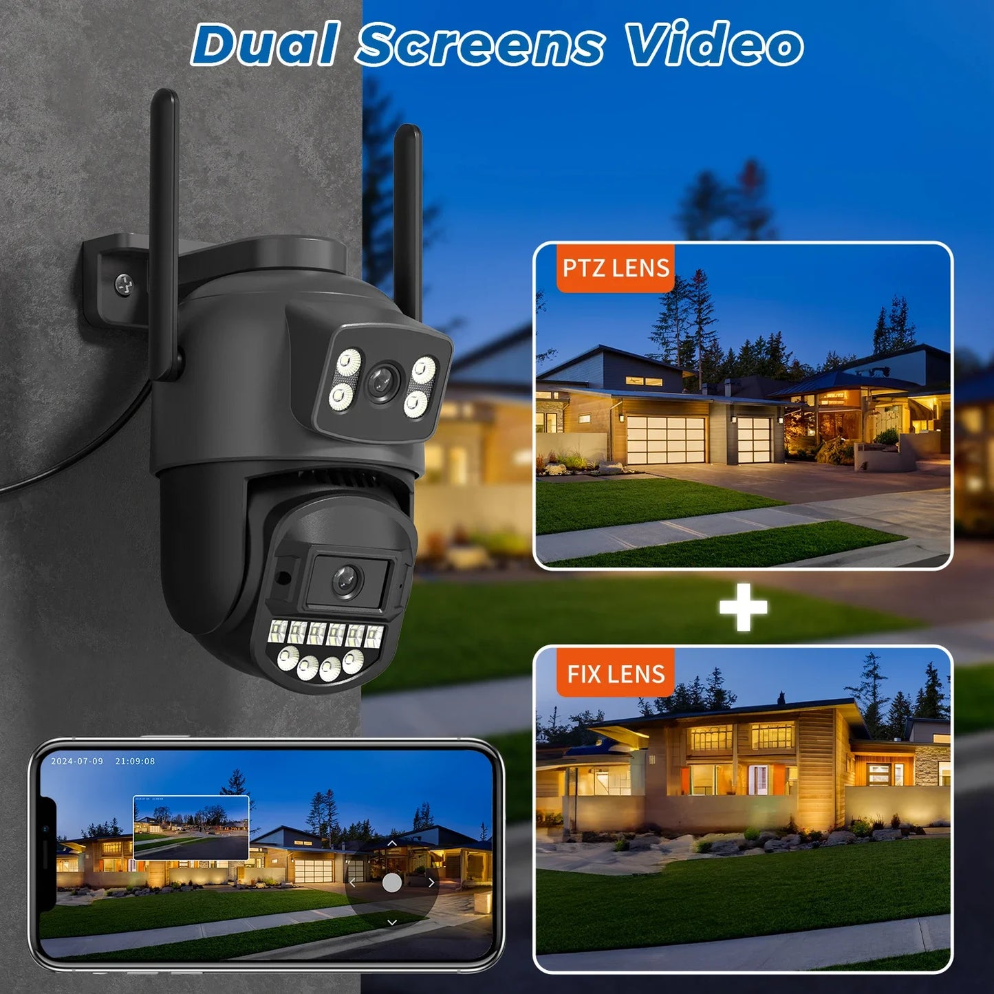 Xiaomi 10MP PTZ IP Camera 8MP 5K Outdoor Dual Lens Dual Screen 5G WIFI Cam. Clear View Surveillance
